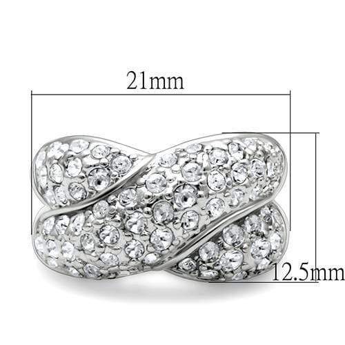 Alamode Rhodium Brass Ring with Top Grade Crystal in Clear - Alamode - Flyclothing LLC