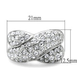 Alamode Rhodium Brass Ring with Top Grade Crystal in Clear - Alamode - Flyclothing LLC