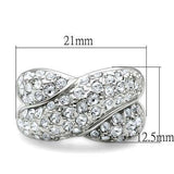 Alamode Rhodium Brass Ring with Top Grade Crystal in Clear - Alamode - Flyclothing LLC