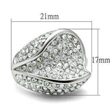 Alamode Rhodium Brass Ring with Top Grade Crystal in Clear - Alamode - Flyclothing LLC