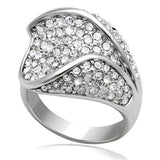 Alamode Rhodium Brass Ring with Top Grade Crystal in Clear - Alamode - Flyclothing LLC