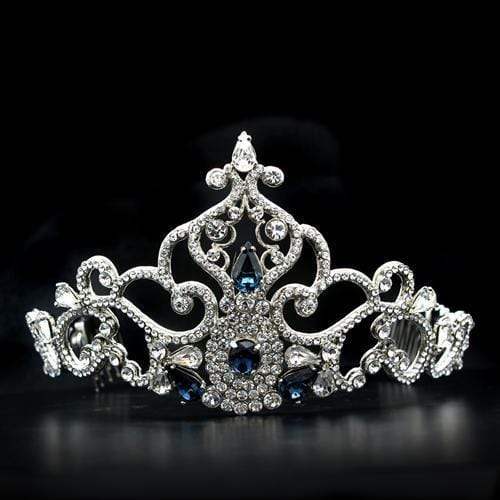 Alamode Imitation Rhodium Brass Tiaras & Hair Clip with Top Grade Crystal in Montana - Alamode - Flyclothing LLC