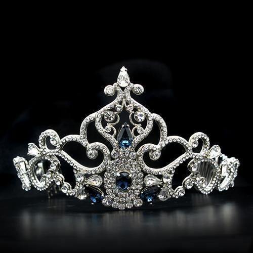 Alamode Imitation Rhodium Brass Tiaras & Hair Clip with Top Grade Crystal in Montana - Alamode