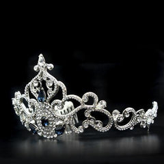 Alamode Imitation Rhodium Brass Tiaras & Hair Clip with Top Grade Crystal in Montana - Alamode