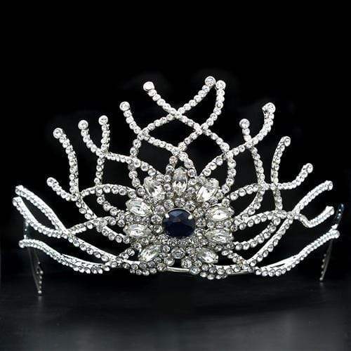 Alamode Imitation Rhodium Brass Tiaras & Hair Clip with Top Grade Crystal in Montana - Alamode - Flyclothing LLC