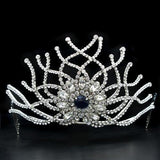 Alamode Imitation Rhodium Brass Tiaras & Hair Clip with Top Grade Crystal in Montana - Alamode
