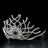 Alamode Imitation Rhodium Brass Tiaras & Hair Clip with Top Grade Crystal in Montana - Alamode