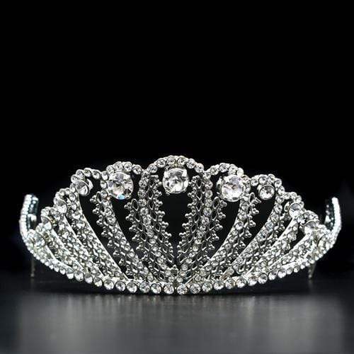 Alamode Imitation Rhodium Brass Tiaras & Hair Clip with Top Grade Crystal in Clear - Alamode - Flyclothing LLC