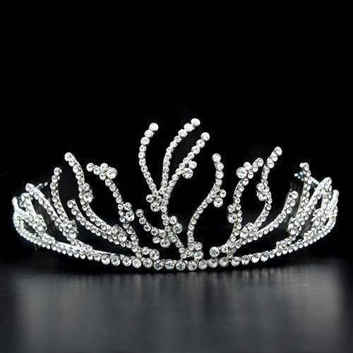 Alamode Imitation Rhodium Brass Tiaras & Hair Clip with Top Grade Crystal in Clear - Alamode - Flyclothing LLC