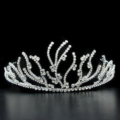 Alamode Imitation Rhodium Brass Tiaras & Hair Clip with Top Grade Crystal in Clear - Alamode