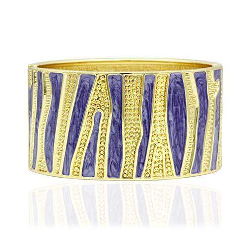 Alamode Flash Gold White Metal Bangle with Epoxy in No Stone - Alamode - Flyclothing LLC