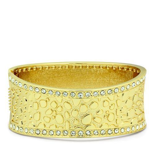 Alamode Flash Gold White Metal Bangle with Top Grade Crystal in Clear - Alamode