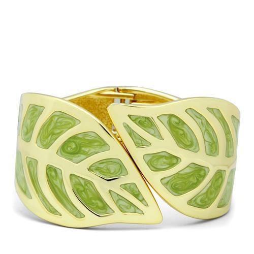 Alamode Flash Gold White Metal Bangle with Epoxy in No Stone - Alamode
