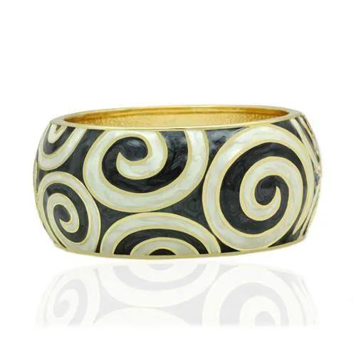 Alamode Flash Gold White Metal Bangle with Epoxy in No Stone - Alamode
