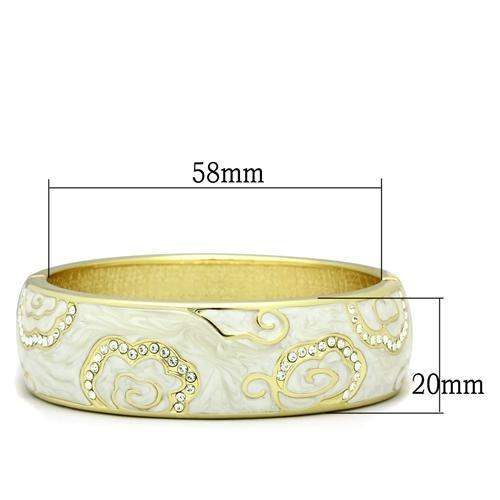 Alamode Flash Gold White Metal Bangle with Top Grade Crystal in Clear - Alamode - Flyclothing LLC