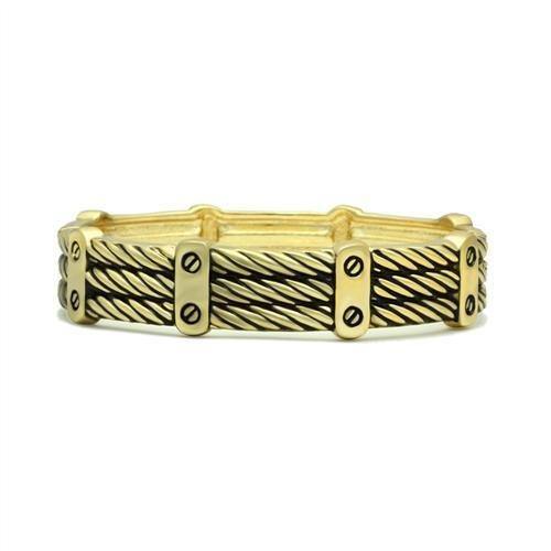 Alamode Flash Gold White Metal Bangle with No Stone - Alamode