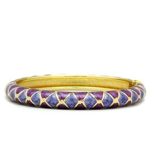 Alamode Flash Gold White Metal Bangle with Epoxy in No Stone - Alamode