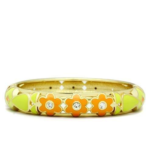 Alamode Flash Gold White Metal Bangle with Top Grade Crystal in Clear - Alamode