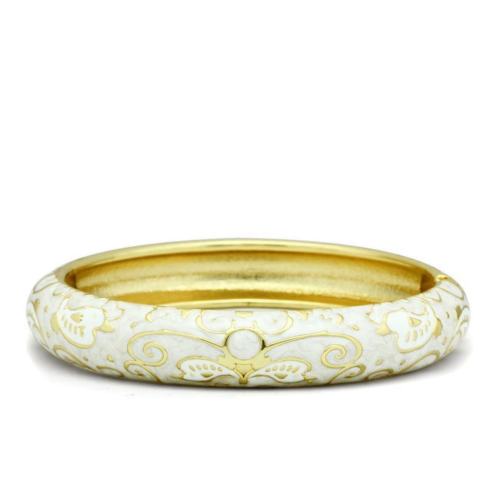 Alamode Flash Gold White Metal Bangle with Epoxy in No Stone - Alamode