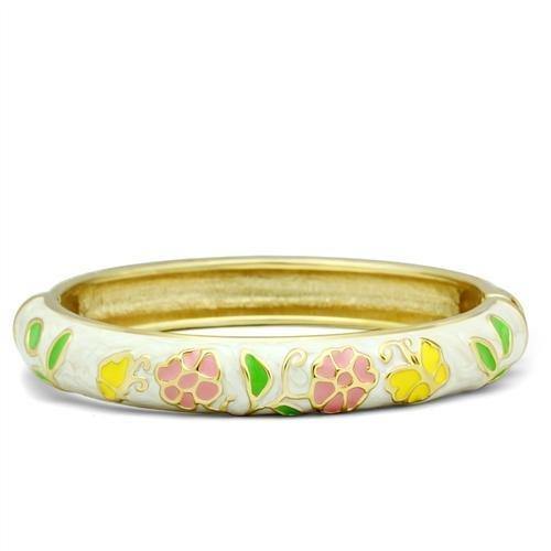 Alamode Flash Gold White Metal Bangle with Epoxy in No Stone - Alamode