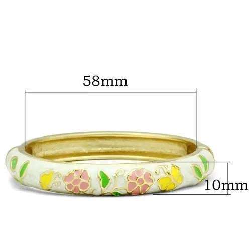 Alamode Flash Gold White Metal Bangle with Epoxy in No Stone - Alamode - Flyclothing LLC