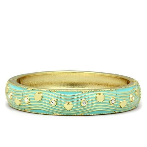 Alamode Flash Gold White Metal Bangle with Top Grade Crystal in Clear - Alamode