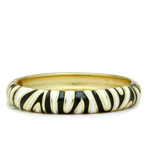 Alamode Flash Gold White Metal Bangle with Epoxy in No Stone - Alamode - Flyclothing LLC