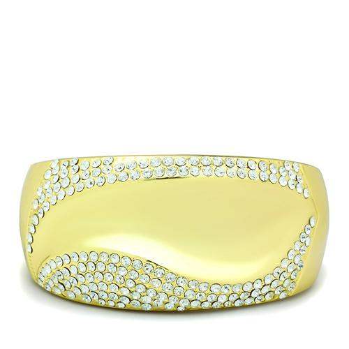 Alamode Flash Gold White Metal Bangle with Top Grade Crystal in Clear - Alamode - Flyclothing LLC