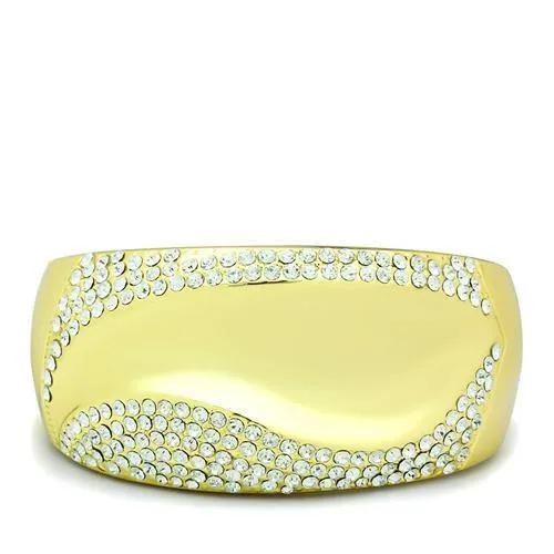 Alamode Flash Gold White Metal Bangle with Top Grade Crystal in Clear - Alamode