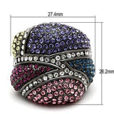 Alamode TIN Cobalt Black Brass Ring with Top Grade Crystal in Multi Color - Alamode - Flyclothing LLC