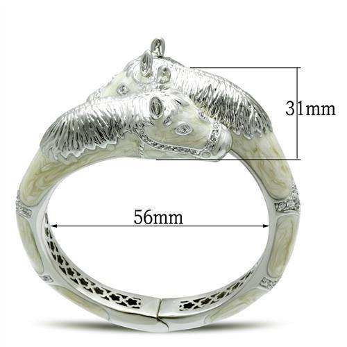 Alamode Rhodium Brass Bangle with AAA Grade CZ in Clear - Alamode - Flyclothing LLC