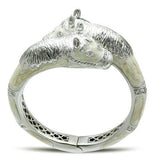 Alamode Rhodium Brass Bangle with AAA Grade CZ in Clear - Alamode - Flyclothing LLC