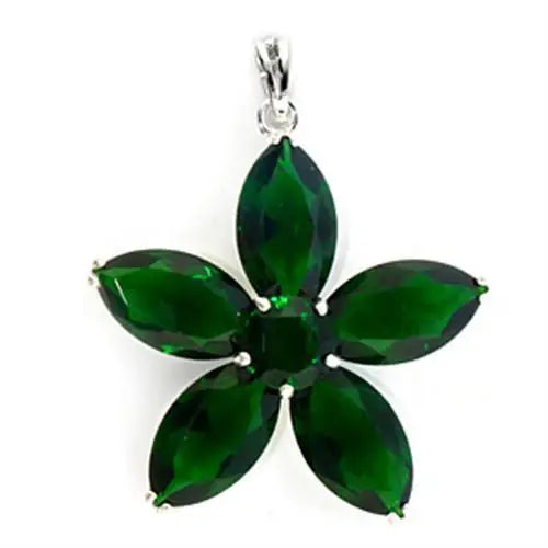 Alamode Silver Brass Pendant with Synthetic Spinel in Peridot - Alamode - Flyclothing LLC