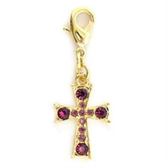 Alamode Gold Brass Pendant with Top Grade Crystal in Amethyst - Alamode