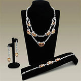 Alamode Rhodium Brass Jewelry Sets with AAA Grade CZ in Champagne - Alamode