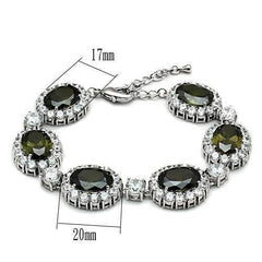 Alamode Rhodium Brass Bracelet with AAA Grade CZ in Olivine color - Alamode