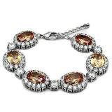 Alamode Rhodium Brass Bracelet with AAA Grade CZ in Champagne - Alamode - Flyclothing LLC