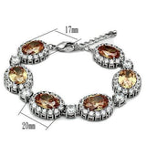 Alamode Rhodium Brass Bracelet with AAA Grade CZ in Champagne - Alamode - Flyclothing LLC