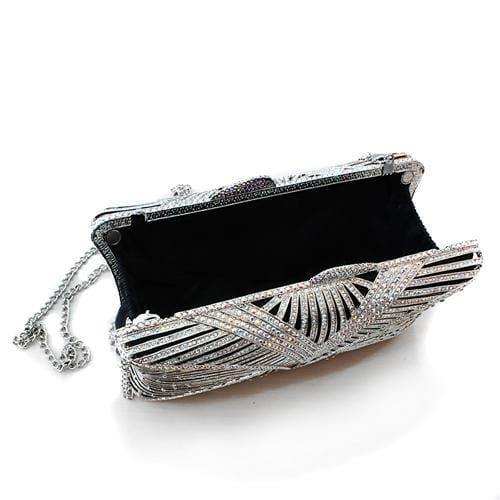 Alamode Imitation Rhodium White Metal Clutch with Top Grade Crystal in White - Alamode - Flyclothing LLC