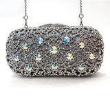 Alamode Imitation Rhodium White Metal Clutch with Top Grade Crystal in White - Alamode