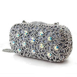 Alamode Imitation Rhodium White Metal Clutch with Top Grade Crystal in White - Alamode