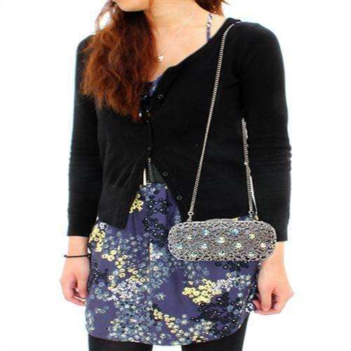 Alamode Imitation Rhodium White Metal Clutch with Top Grade Crystal in White - Alamode - Flyclothing LLC