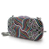 Alamode Imitation Rhodium White Metal Clutch with Top Grade Crystal in Multi Color - Alamode