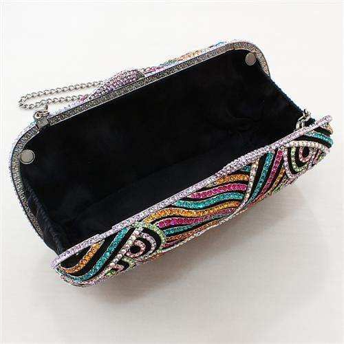 Alamode Imitation Rhodium White Metal Clutch with Top Grade Crystal in Multi Color - Alamode - Flyclothing LLC