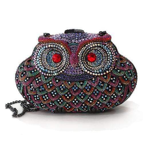 Alamode Ruthenium White Metal Clutch with Top Grade Crystal in Multi Color - Alamode - Flyclothing LLC
