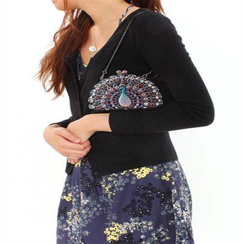 Alamode Ruthenium White Metal Clutch with Top Grade Crystal in Multi Color - Alamode - Flyclothing LLC