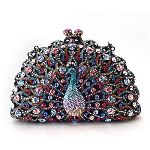 Alamode Ruthenium White Metal Clutch with Top Grade Crystal in Multi Color - Alamode