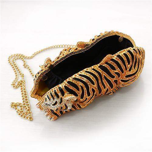 Alamode Gold White Metal Clutch with Top Grade Crystal in Multi Color - Alamode - Flyclothing LLC