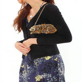 Alamode Gold White Metal Clutch with Top Grade Crystal in Multi Color - Alamode - Flyclothing LLC