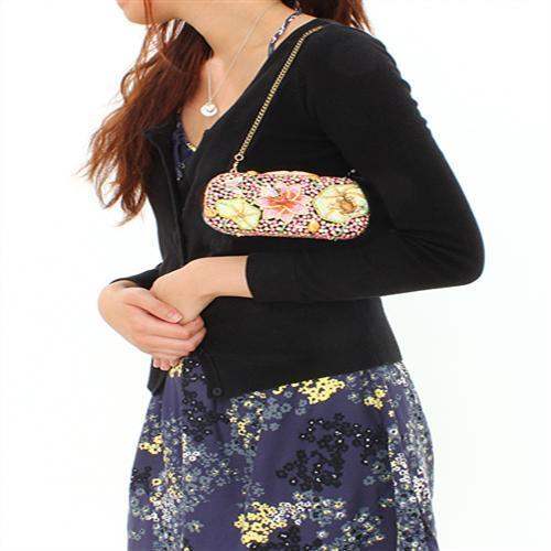 Alamode Ancientry Gold White Metal Clutch with Top Grade Crystal in Multi Color - Alamode - Flyclothing LLC